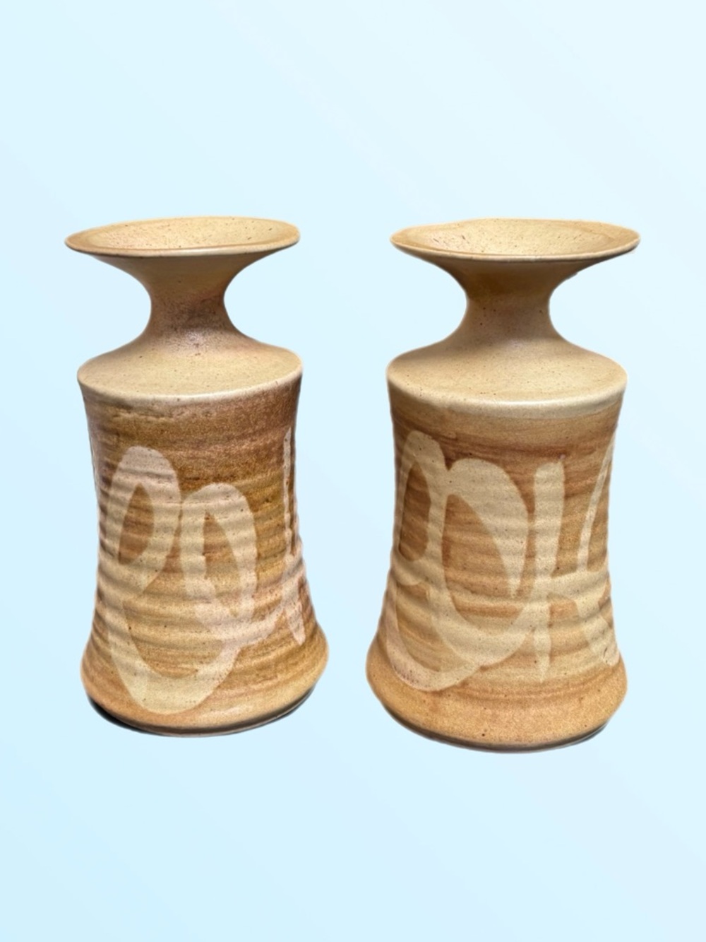 MCM Pair of Vintage Stoneware Designs West SDW Studio Pottery USA 291 Vases